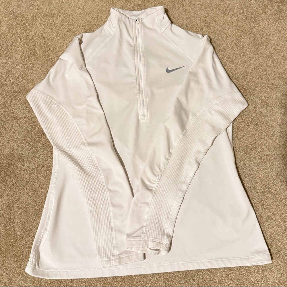 Nike Pro Women’s Dri-Fit 1/4 Zip Running Top- Fleece lined, White